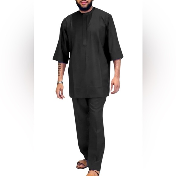 Sea & Alp Other - SEA&ALP African Dashiki Men’s Suit Small Black Summer Beachwear New